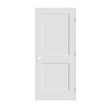 Trimlite 28" x 80" x 1-3/8" Primed 2-Panel Interior Shaker 4-9/16" LH Prehung Door with Brushed Chrome Hinges 2468pri8402LH26D4916